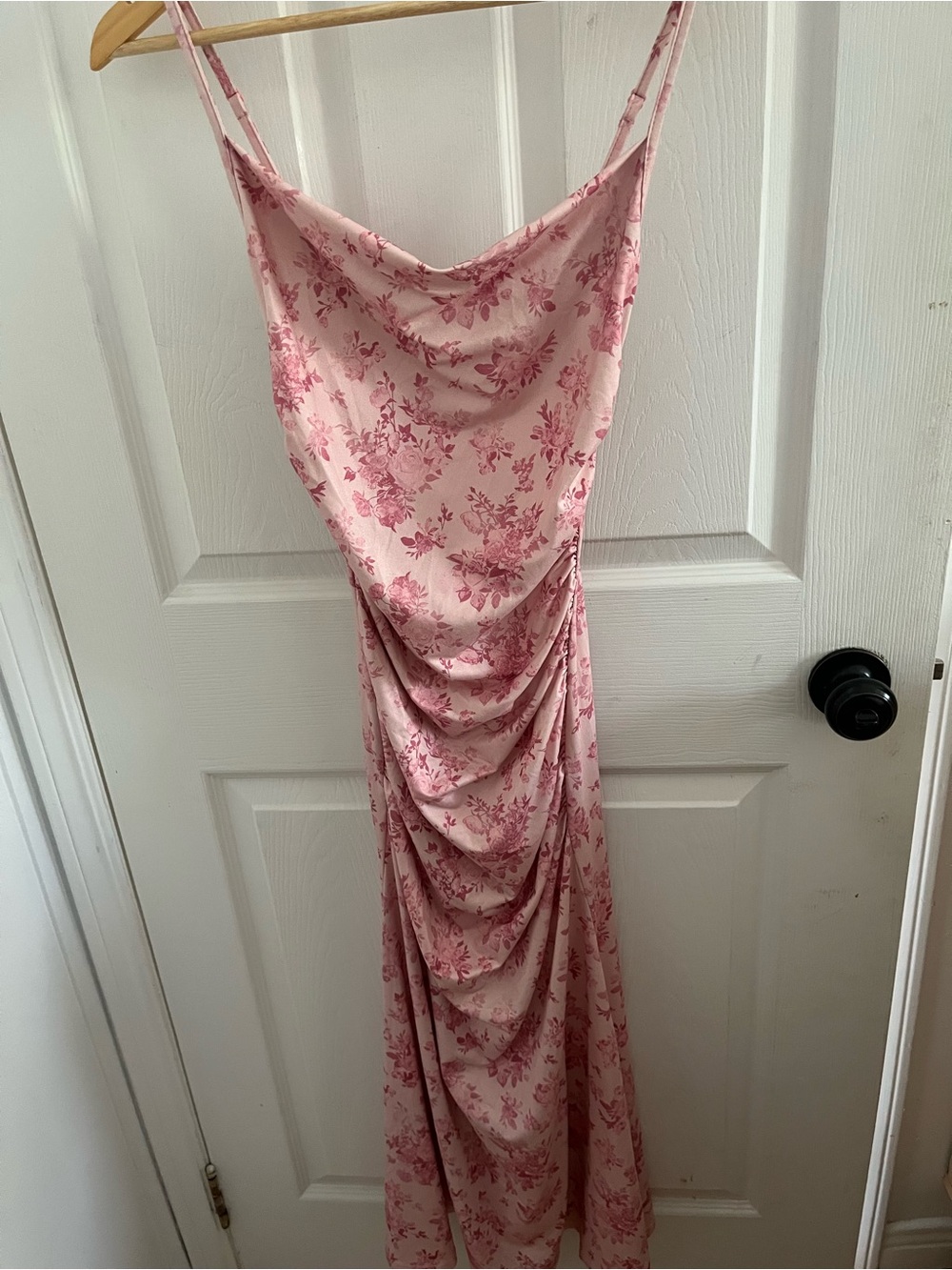 Pink Floral Cowl Neck  Dress